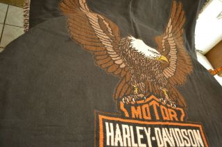 Rare Vintage Harley Davidson Motorcycles Throw Blanket Big Eagle Logo 70s 80s 3