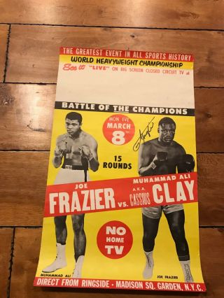 Joe Frazier Auto Vs Cassius Clay Muhammad Ali Boxing Poster Closed Circuit 1971
