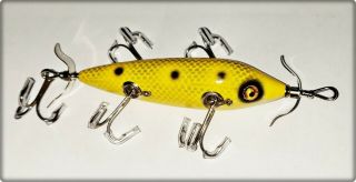 Repainted Heddon 150 Dowagiac Underwater Minnow Yellow Frog Scale