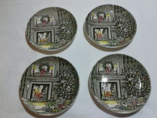 Set Of 4 Vintage Johnson Brothers England Merry Christmas 4 - 1/8 " Coasters