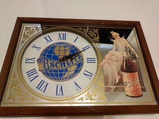 Schlitz Milwaukee Beer Vintage Art Deco Mirror Clock George Nathan Art