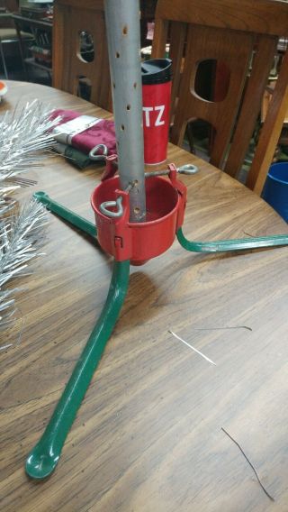 Vintage MCM 6 1/2 Foot aluminum Christmas Tree 65 Branches with stand 3