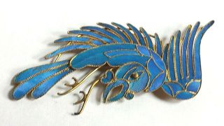 Antique Tian - Tsui Chinese Kingfisher Feathers Phoenix Bird Brooch Pin