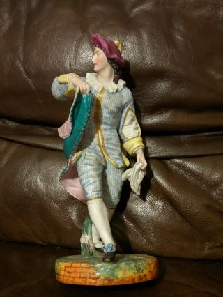 Antique French Jean Gille Paris Porcelain Bisque Figurine Of A Gentleman