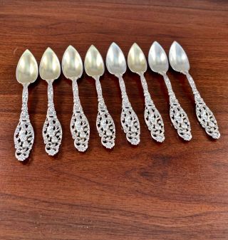 (8) Rare Dominick & Haff Sterling Silver Citrus Spoons: Labors Of Cupid 1900