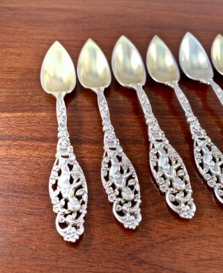 (8) RARE DOMINICK & HAFF STERLING SILVER CITRUS SPOONS: LABORS OF CUPID 1900 2