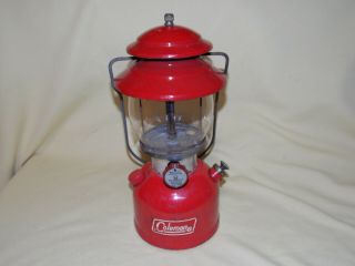 Vintage Red Coleman 200a Lantern W/ Red Globe Arched Pyrex Logo August 1971 8 71