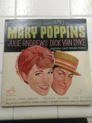 Vintage Walt Disney Mary Poppins Soundtrack 33 1/3 Rpm Record Album