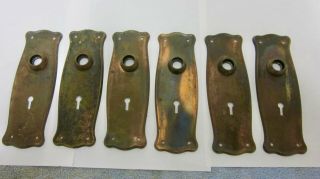6 Antique / Vintage Victorian Matching Pressed Steel Door Knob Backplates