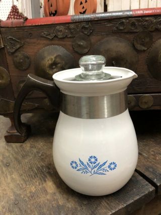 Vintage Corning Ware P - 166 Stovetop Percolator 6 Cup Coffee Pot Cornflower Blue