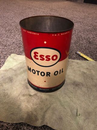 Vintage Esso Motor Oil Auto Car Truck 5 Quart Tin Can