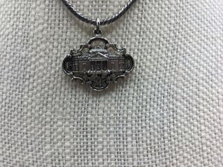 Vtg Monticello Sterling Silver Home Of Thomas Jefferson Pendant And Necklace 22”