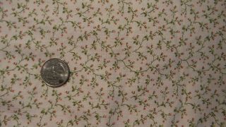 Vintage Cotton Fabric Tiny Floral Heart Vines On White Classics 1 Yd/44 " Wide