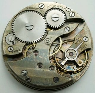 Rare Stuyvesant Postala Watch Co.  15 Jewel Movement For Repair 39.  7mm