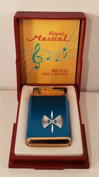 Vintage Royal Musical Mr.  500 Gas Pocket Lighter Made In Japan