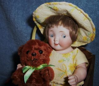 Antique 7 " German Kestner 179 All Bisque Doll Cute Googly Eye Impish Grin Girl