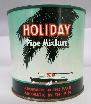 Vintage Advertising Holiday Pipe Mixture Tobacco Canister Tin 433 - V