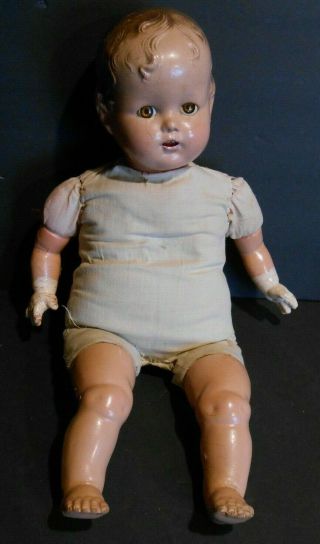 Vintage 17 " Composition Baby Doll (former Crier) Sleepy Eyes Teeth
