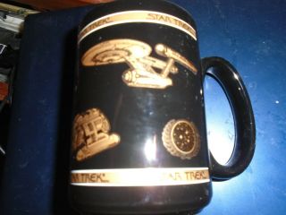 Vintage Star Trek 1994 Paramount Pictures Black Gold Coffee Tea Mug -