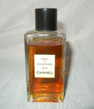 Vintage Chanel No.  5 Eau De Cologne Perfume 2 Oz.  Bottle 3/4 Full