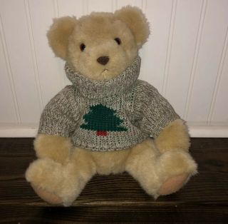 Hallmark Cards Christmas Teddy Bear Sweater With Pine Tree Plush Stuffed Animal