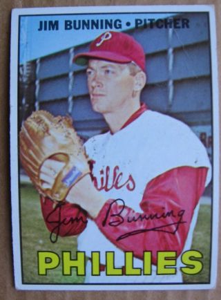 Vintage 1967 Topps Baseball Card - 560 Jim Bunning,  Hof