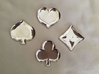 Vintage Sterling Silver Annabel Jones Set Of 4 Card Suits Trays