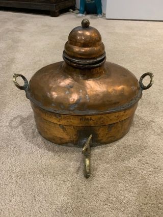 Vintage Antique 1 Gallon Copper Moonshine Still Boiler Canner W/ Top