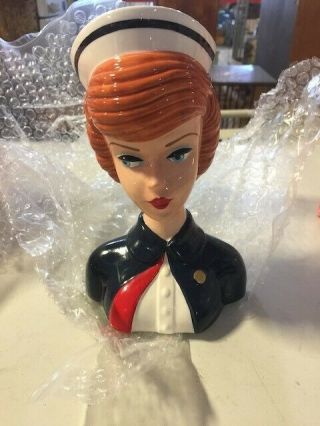Barbie Nurse Head Vase 1994 " From Barbie With Love " 1961 Style Cape
