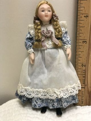 Vintage Ooak Miniature 1:12 Dollhouse Child Girl Doll 4 1/2”