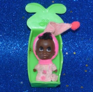 Mattel 1970s Liddle Kiddle 3819 Baby Rockaway Vintage Little Tiny Black Doll