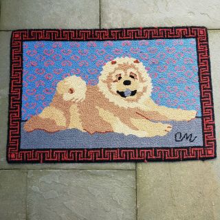 Vintage Claire Murray Hooked Rug With Chow Chow Dog 34 " X 23 "