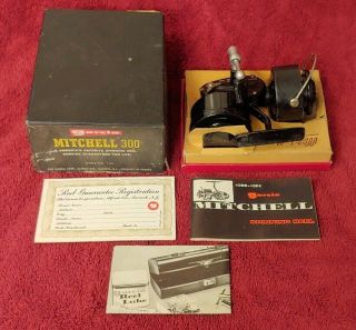 Vintage Mitchell 300 Garcia Fishing Reel Box Paperwork Extra Spool France Issues