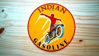 Vintage Indian Gasoline Porcelain Enamel 12  Sign Gas Oil Pump Plate Lubester