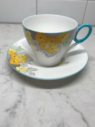 Vintage Shelley Deco Buttercup England Bone China Tea Cup & Saucer,  Circa 1950 