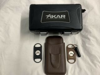 Xikar Travel Case Humidor - With 2 Cutters,  Leather Cigar Travel Case