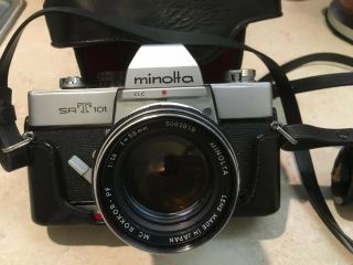 Vintage Minolta Srt 101 35mm Slr Film Camera Body And Lens,  Case & Owner Manuals