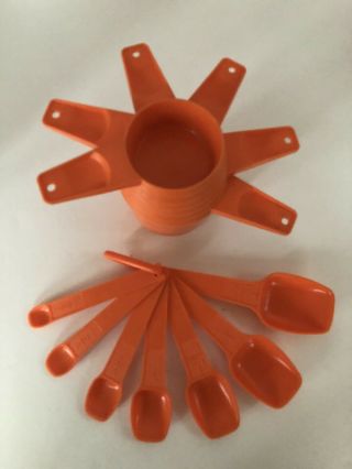 Vintage Tupperware Measuring Cups And Spoons Orange
