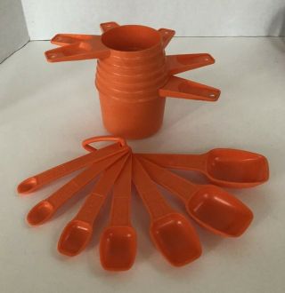 Vintage Tupperware Measuring Cups and Spoons Orange 2