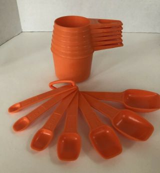 Vintage Tupperware Measuring Cups and Spoons Orange 3