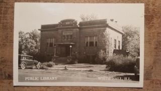 Vintage White Hall,  Il Illinois Public Library Rppc Real Photo Pc St Louis Area