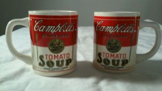Vintage Made In Usa Set Of 2 Campbell Condensed Tomato Soup Coffee Mugs