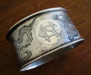 Vintage Fine Old Chinese Sterling Silver Imperial Dragon Napkin Ring