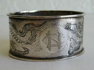 Vintage Fine Old Chinese Sterling Silver Imperial Dragon Napkin Ring 3