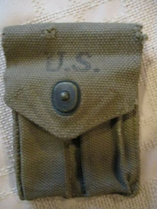 Vintage Ww 2 Era Us Army Gear 1942 M1 Carbine Clip Carrier Ammunition Ammo Pouch