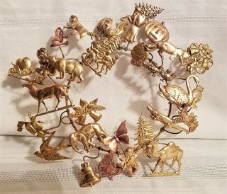 Vintage Dresden Petite Choses Brass Wreath Antique All Holiday Christmas Easter
