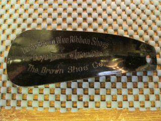 Vintage Buster Brown Shoe Store Shoe Horn - Black Painted Metal - Blue Ribbon Shoe