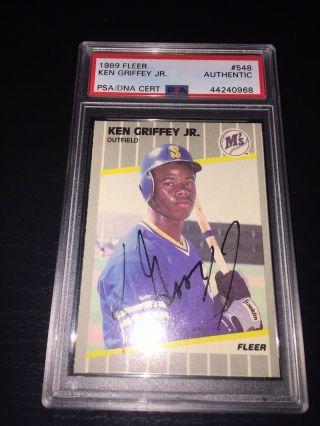 1989 Fleer Ken Griffey Jr.  548 Psa/dna Certified Authentic Auto Autograph