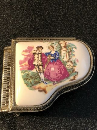 Vintage Piano Trinket & Music Box,  Metal,  Decorated,  Made In Japan