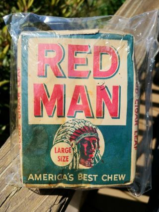 Vintage Red Man Pinkerton Tobacco Pack Pouch Not Tin,  3 Ounces Tax Ww2